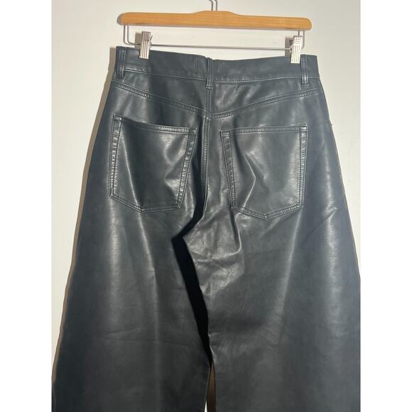 Free People EUC Dark Gray Faux Leather Wide Leg High Rise Pants Sz 28 27" Inseam - Picture 4 of 7